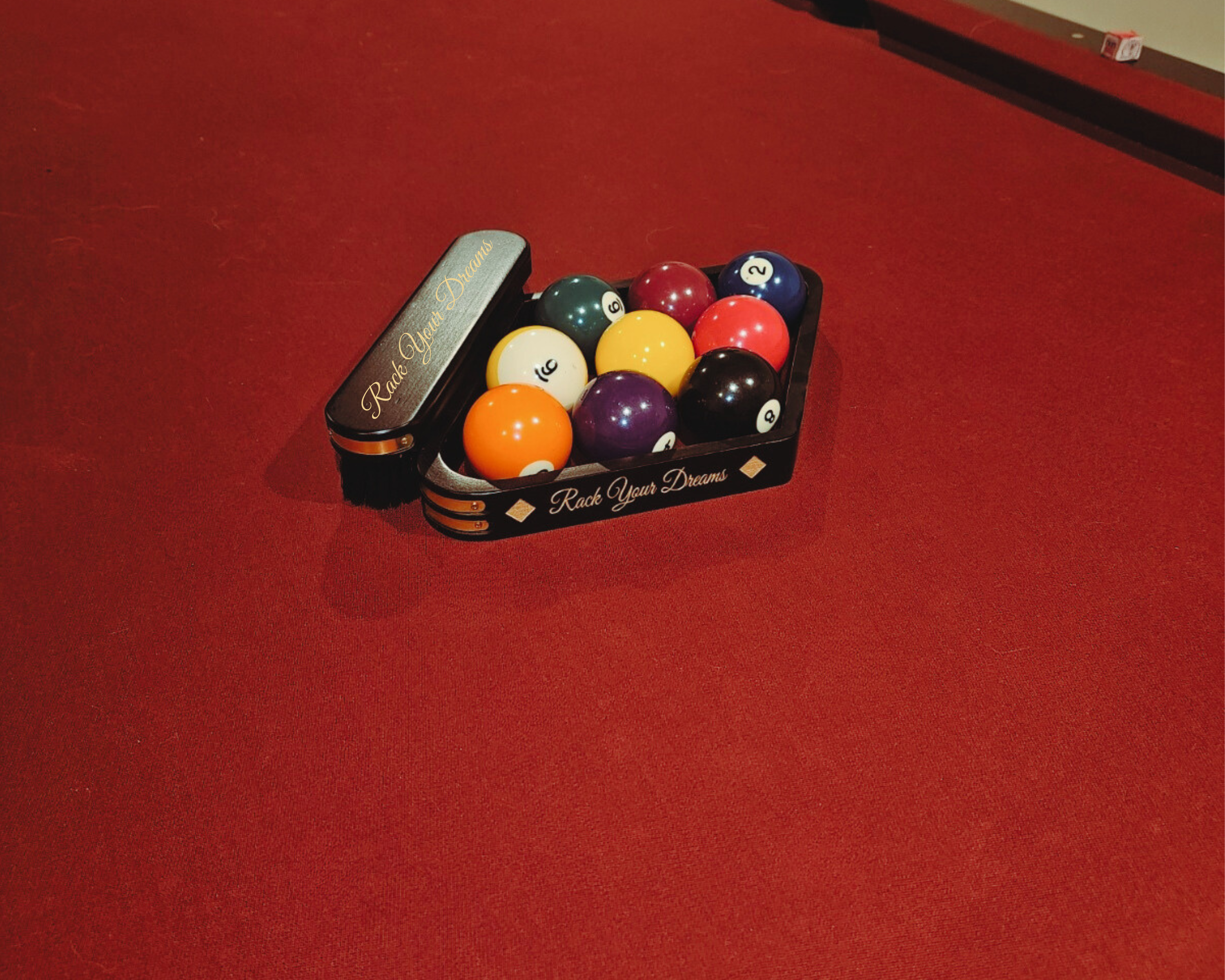 Professional 9-Ball Rack | Pool 9 and Brush | Twisted Edge Creations