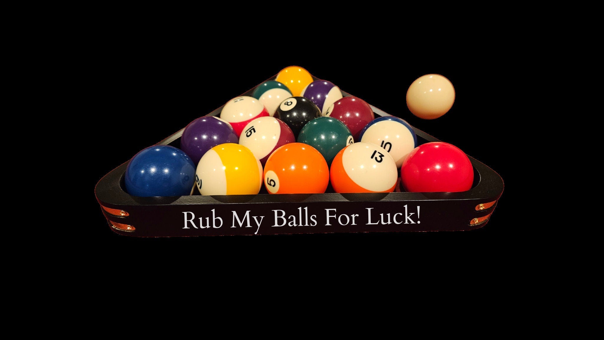 Wooden Billiard Rack: Rub My Balls For Luck | Twisted Edge Creations