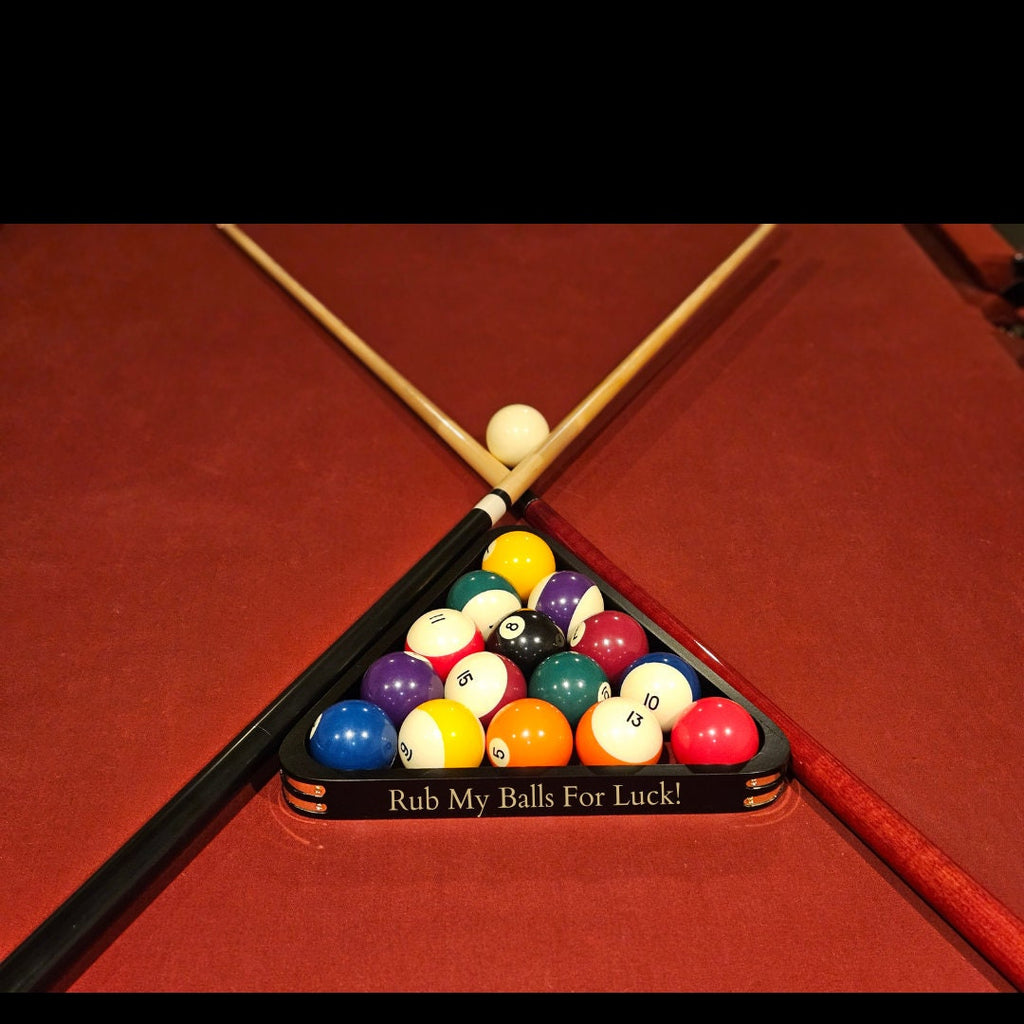Wooden Billiard Rack: Rub My Balls For Luck | Twisted Edge Creations